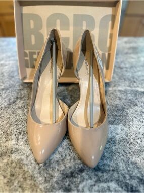 BCBGeneration Nude Patent Pointed-Toe Pumps